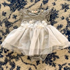 Gray and Floral Baby Girl Dress - 9/12 months